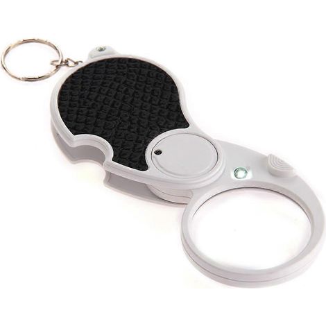 Loupe de poche pliable avec lampe LED et porte-clés (1/4)