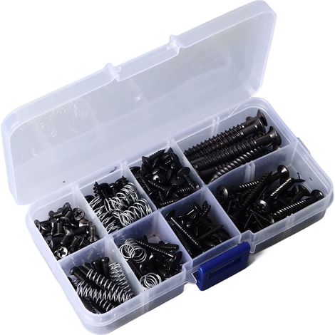 Gitarrenschrauben-Set, Stegschrauben- und Federnsortiment, Metall-Instrumentenzubehör für Reparatur und Wartung, Schwarz (1/5)