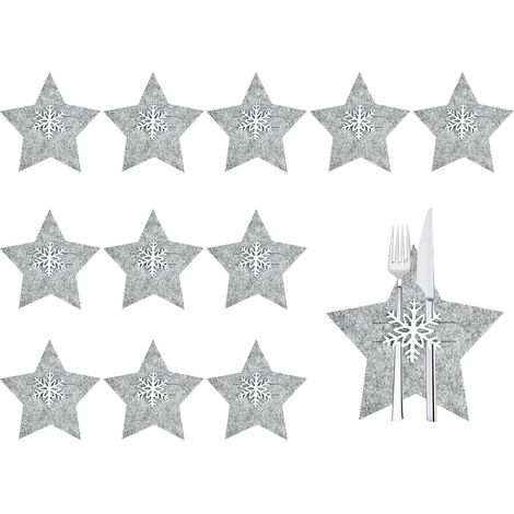 12-teiliges Besteckset, Bestecktasche, Messer, Gabel und Essstäbchen, Weihnachtstischdekoration