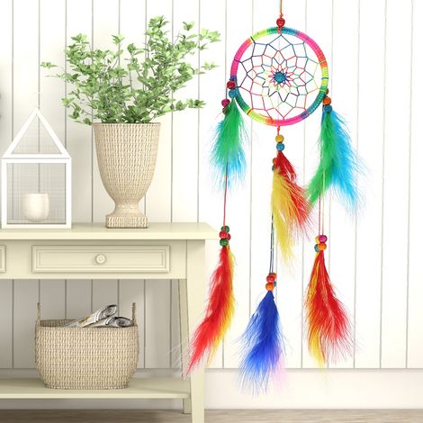 grand pendentif attrape-rêves fait main, décoration artisanale pour le salon, multicolore (1/5)