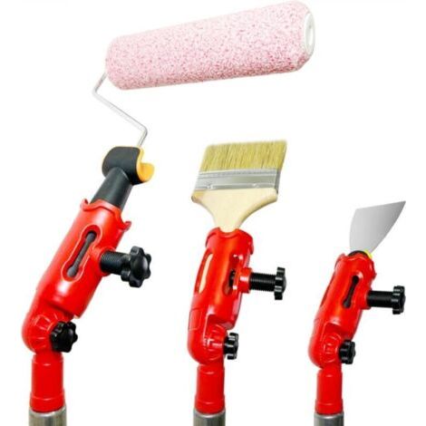 1pc Support d'extension de brosse universel pour brosses, rouleaux, grattoirs, têtes pivotantes, pour un accès facile aux endroits en hauteur, rouge