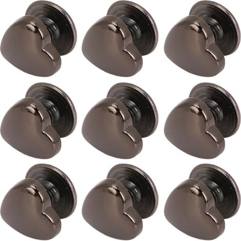 Lot de 20 rivets en forme de cœur de 8 mm en alliage de zinc avec vis PH pour ceintures, sacs, chapeaux, vêtements et chaussures. Couleurs : argent et noir. (1/5)