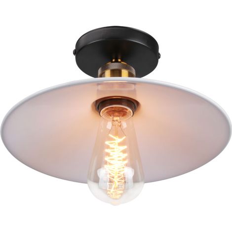 Lampe De Plafond En Métal Antique 22CM Plafonnier Rétro Vintage E27 60W Pour Salon, Salle À Manger, Bar, Cafétéria, Restaurant (Blanc) (1/5)