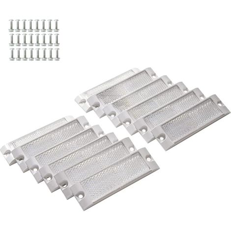 12 x White Rectangular Trailer Reflector Screw On Rectangular White Reflector for Trailers, Caravans, Agricultural Machines, Bicycles, Tractors (White) (1/5)
