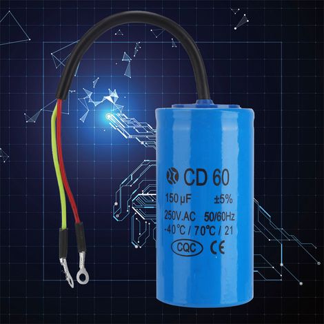CD60 Betriebskondensator mit Anschlusskabel 250 V AC 150 µF 50/60 Hz für motorbetriebene Luftkompressoren (1/5)
