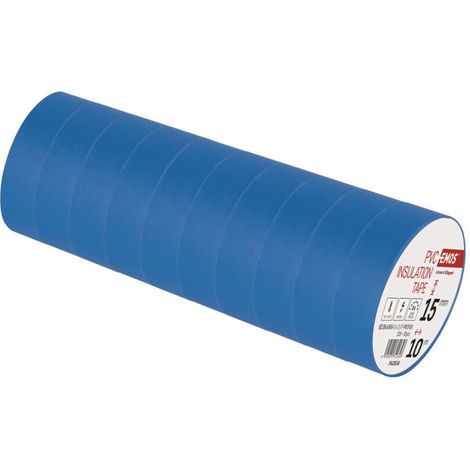 EMOS PVC-Isolierband Blau 10er Pack, 15mmx10m, 0,13mm Bandstärke, selbstklebend, UV-beständig, wasserdichte Verbindung, F61514 (1/5)
