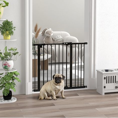 Barrera de seguridad para perros de metal, ancho ajustable 74-80/87-94 cm, negra DESVIAE (1/5)