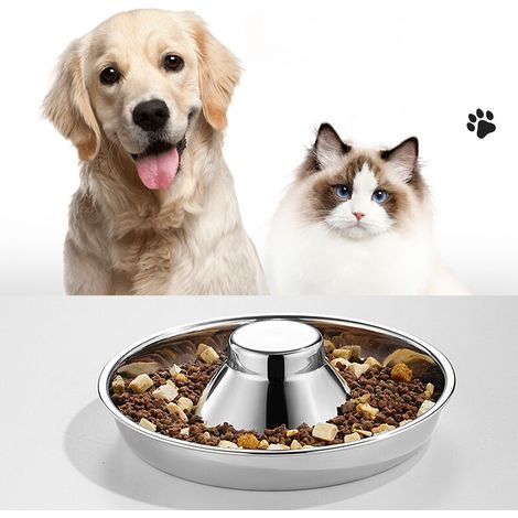 Lot de deux gamelles en acier inoxydable pour chiots et chats - Gamelles de 25 cm de diamètre