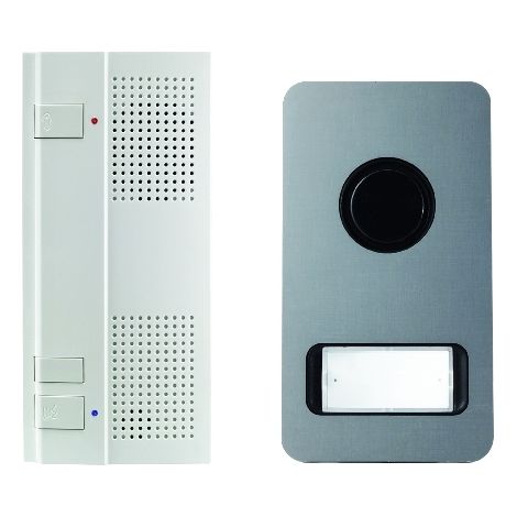 Urmet – Kit portier audio 2 fils mains-libres – Interphone gris avec vision nocturne – Installation facile pour maison individuelle (1/5)