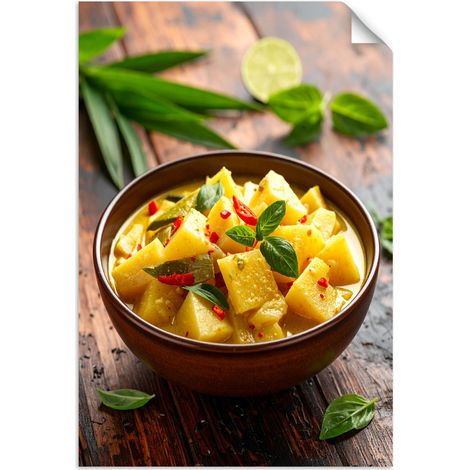 Selbstklebendes Poster – Wandsticker Bambus-Curry-Schüssel 60x90 cm (1/3)