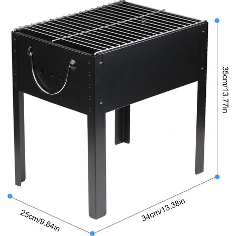 Barbecue à charbon portable en acier inoxydable avec grille de cuisson, idéal pour le camping, les pique-niques en plein air, les voyages et les barbecues de table. (1/2)