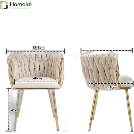 Armlehnstuhl Samt Cremeweiß aus Polyester 55.5 x 41 x 74 cm HOMAIRE (1/5)