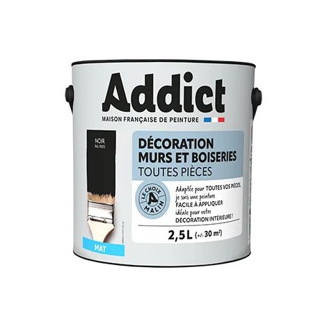 Vernice acrilica nera opaca per pareti e legno 2.5L.