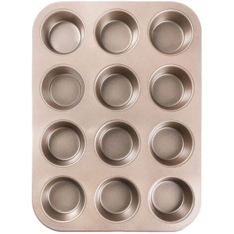 Lot de 2 grands moules antiadhésifs pour muffins, cupcakes, brownies, gâteaux et puddings, 35,5 x 26,5 x 2,7 cm, dorés (1/2)