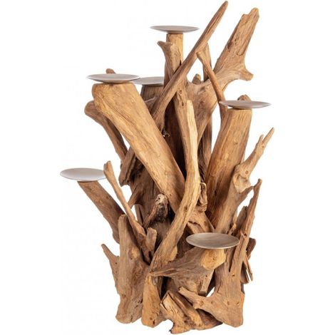Candelabro Teak Marrone Rustico da Interno H70 cm - ANANYA (1/2)