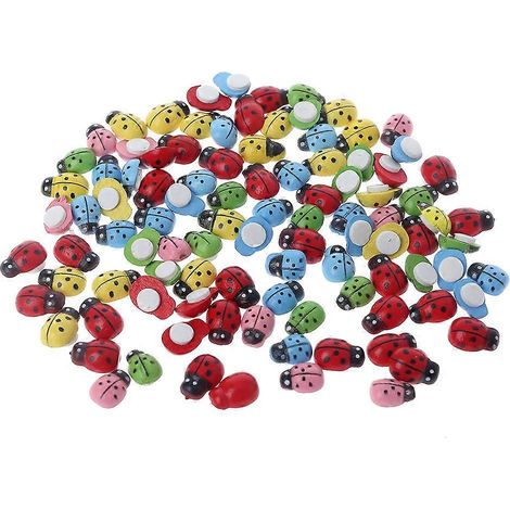 100 Mini-Marienkäfer-Aufkleber, Miniatur-Ornament, DIY-Feengartendekoration