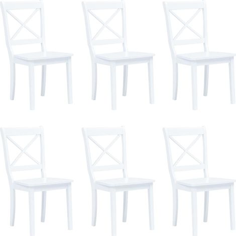 vidaXL Sillas de comedor 6 unidades madera maciza de caucho blanco (1/4)