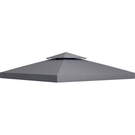 BUNTHAUS Toit de Remplacement pour pavillon de Jardin Toile de Rechange pour pavillon tonnelle Tente 3 x 3 m Gris