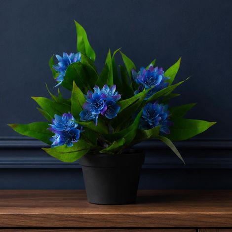 18cm Artificial Freesia Plant Blue Flowering Premium (1/5)