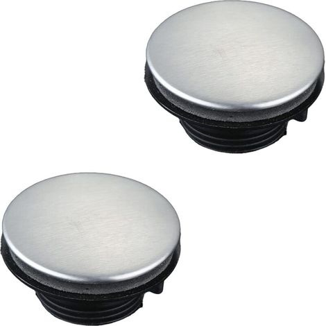 Cache décoratif en acier inoxydable pour trous d'évier de cuisine - universel pour trous de 31 à 40 mm (avec écrou), filetage long, 2 pièces (1/4)