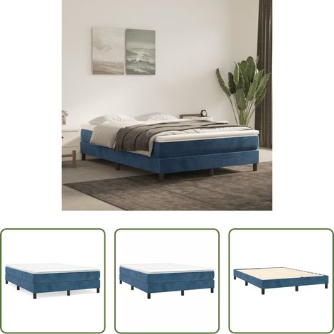 Matratze - Boxspringbett mit Matratze Dunkelblau 140x200 cm Samt (1/5)