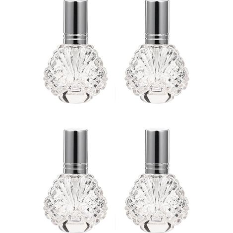 Lot de 4 Flacons Spray Rechargeables 15ml en Matériau Synthétique Argenté, Légers et Pratiques pour Parfum ou Huiles Essentielles, Voyage Rangement (1/5)