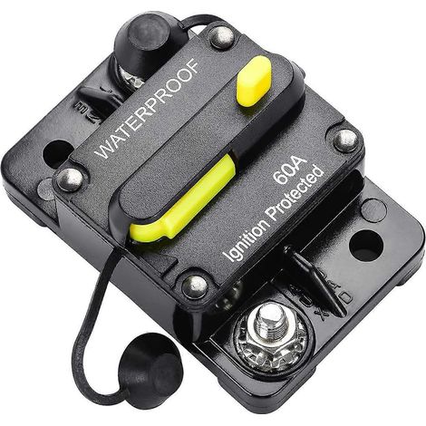 60 Ampere Leistungsschalter, Inline-Sicherung, Wechselrichter mit manuellem Reset für Auto, Wohnmobil, Audio, 12 V–48 V Gleichstrom, wasserdicht (1/5)