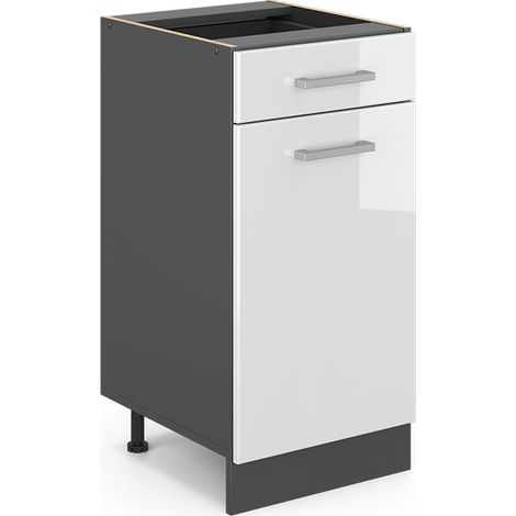 Küchenschrank R-Line, Weiß Hochglanz, 40 cm ohne Arbeitsplatte, Vicco