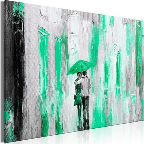 Quadro - Umbrella in Love (1 Part) Wide Green - 120x80 (1/4)
