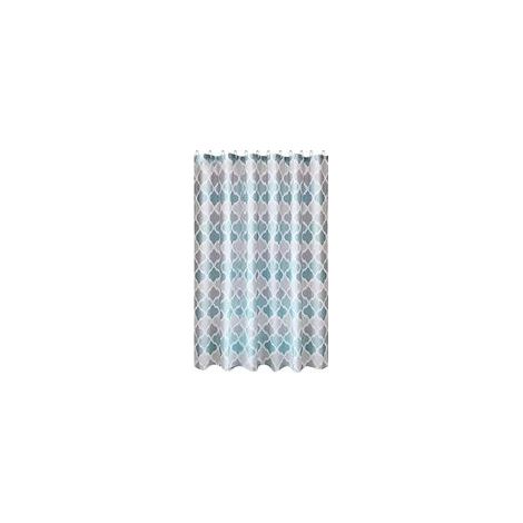 Rideau de douche imperméable résistant à la moisissure, motif rayé gris, avec crochets, salle de bain – 180 x 180 cm– (1/3)