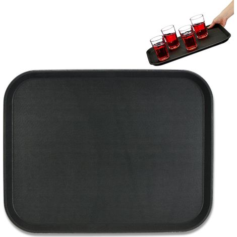 Juego de bandejas gastronómicas negras, 46 x 35 cm, antideslizantes, paquete de 2 (1/5)