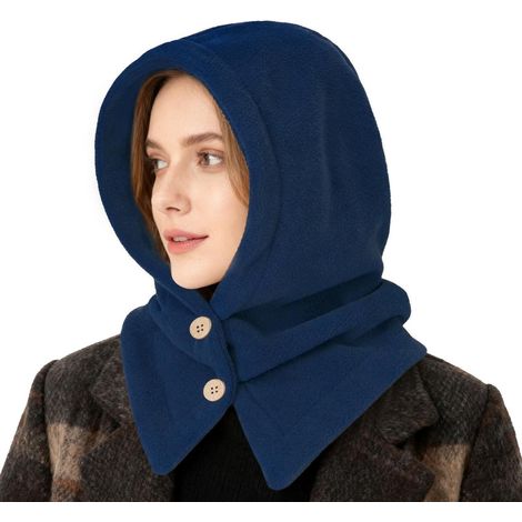 Kapuzenschal Unisex Marineblau, Winddicht, Warm, 2-in-1 Mütze mit Nackenwärmer (1/5)