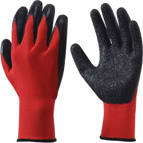 GABRIELLE Solide lot de gants de travail en revêtement latex antidérapants grip, idéal pour la manutention, jardinage, bricolage, chantier, montage(Pack10 paires) (1/5)