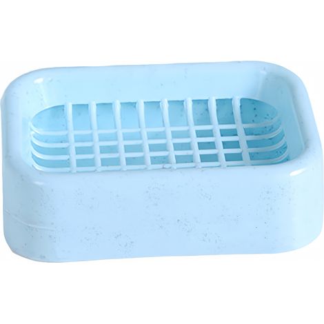 Porte-savon double couche en plastique pour salle de bain, boîte de rangement et égouttoir (bleu) (1/5)