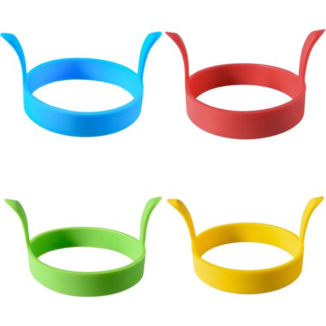 Lot de 4 cercles à œufs en silicone de 8 cm de diamètre, avec poignée, pour la cuisson des œufs au plat, muffins anglais, sandwichs et crêpes.