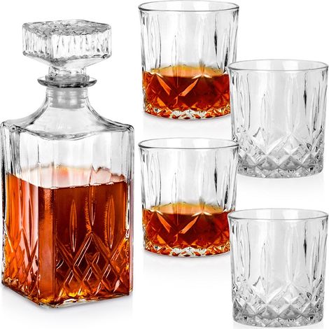 Decantador y vasos de whisky de 900 ml + 4 vasos de 300 ml (5 unidades). (1/5)