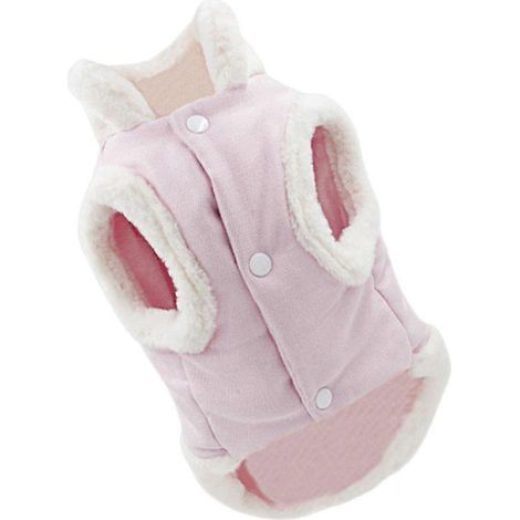 Arnés de peluche para perros, chaleco para mascotas, 2 piezas, rosa, ropa cálida para el pecho (1/5)