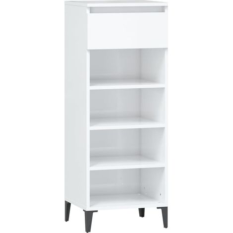 Maison Exclusive - Étagère à chaussures Blanc brillant 40x36x105cm Bois ingénierie (1/5)