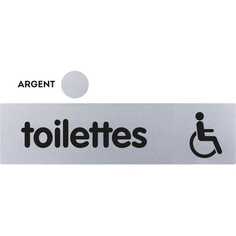 Plaques de porte 170x45mm - Toilettes Handicapés - Argent - NOVAP - 4322247 (1/2)