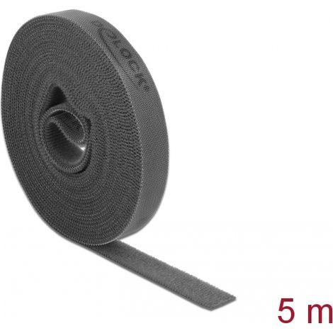 Delock Cinta de gancho y bucle en rollo LA 5 m x AN 15 mm gris