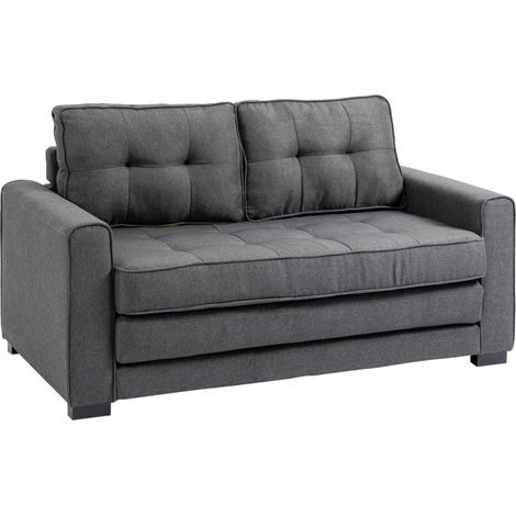 Divano letto pieghevole 2 posti in tessuto effetto lino grigio 147,5x75x85 cm MODENUIT (1/5)