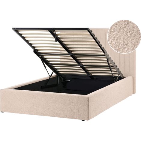Bett mit Stauraum VION Bouclé Beige 120 x 200 cm (1/5)