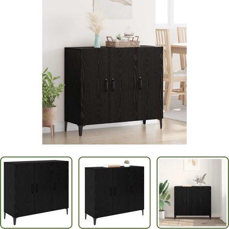 vidaXL Wohnzimmer - Sideboard Schwarz Eichen-Optik 34 x 90 x 80 cm Holzwerkstoff (1/5)