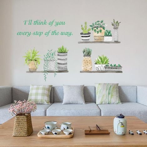 Sticker mural végétal vert pour la décoration des placards de chambre (1/5)
