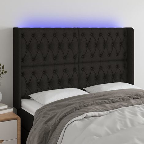 Tête de lit à LED，Panneau de lit，Pour Lit adulte，Décoration murale Noir 163x16x118/128 cm Tissu XZZ708859 (1/5)