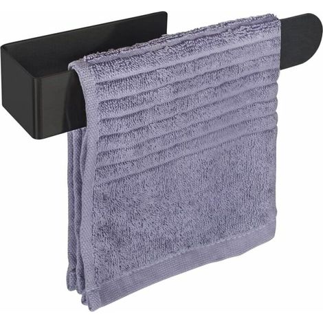 Stanzfreier Handtuchhalter aus Edelstahl 304 für Badezimmertoilette (kurz 37 cm, schwarz)