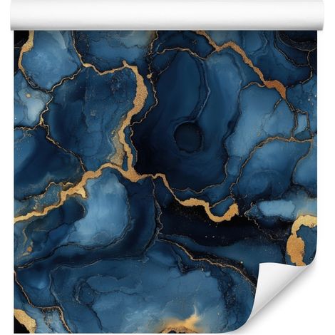 Papier peint encre bleu marine, marron et noir pour salon et chambre 50x1000 (1/5)