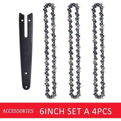 3 Pièces Chaîne 6 Pouces et Guide Lame pour Mini Scie Électrique Durable Accessoires de Coupe (1/4)