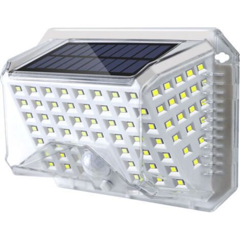 Lampe solaire extérieure avec détecteur de mouvement, projecteur LED étanche, avec 3 modes d'éclairage, idéale pour le jardin, le garage, l'abri de voiture, la terrasse et la maison (blanc).