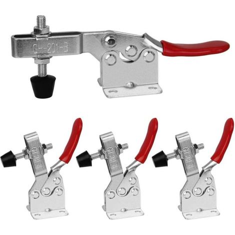 Set di 4 morsetti a leva verticali – Acciaio al carbonio zincato – Portata 90 kg – Per lavorazioni meccaniche e assemblaggio elettronico – GH-201-B (1/5)